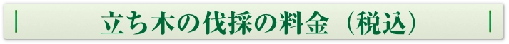 立ち木の伐採の料金（税込）